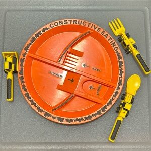 Constructive Eating Plate and Utensils Set - toddler dinnerware
